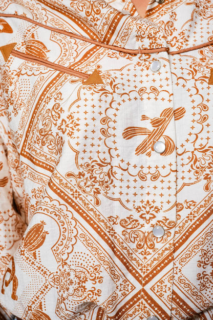 Blue B "Rust Bandana" Vintage Western Snap-Front Shirt — Buttery-Soft 100% Rayon Cowgirl Outlaw