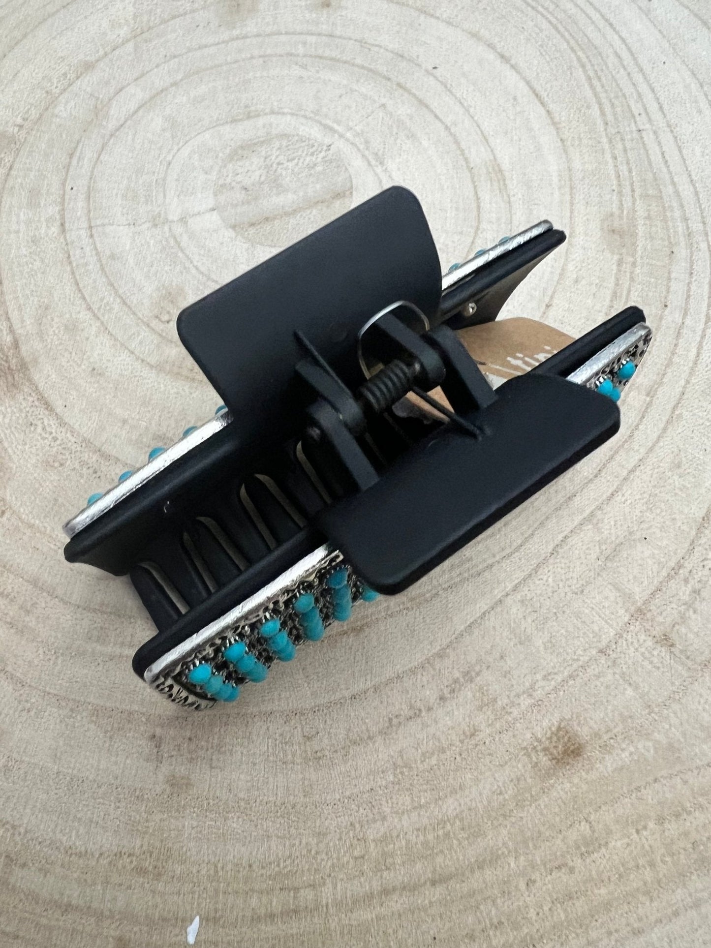 Western Faux Turquoise Cluster Hair Claw Clip — 3" Southwestern Statement