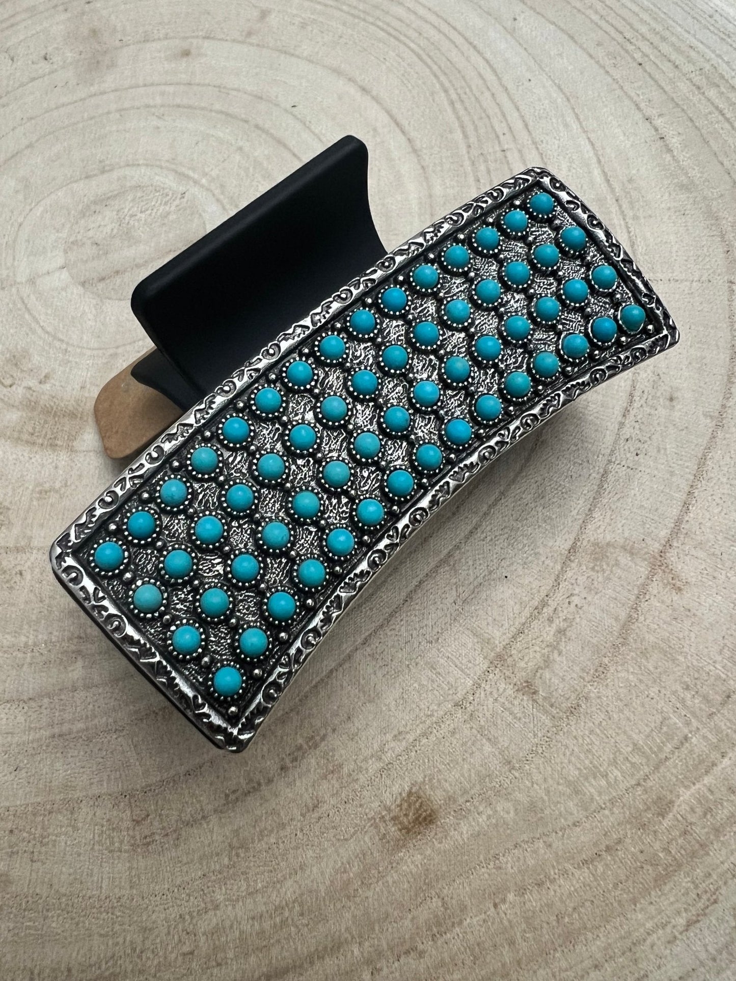 Western Faux Turquoise Cluster Hair Claw Clip — 3" Southwestern Statement
