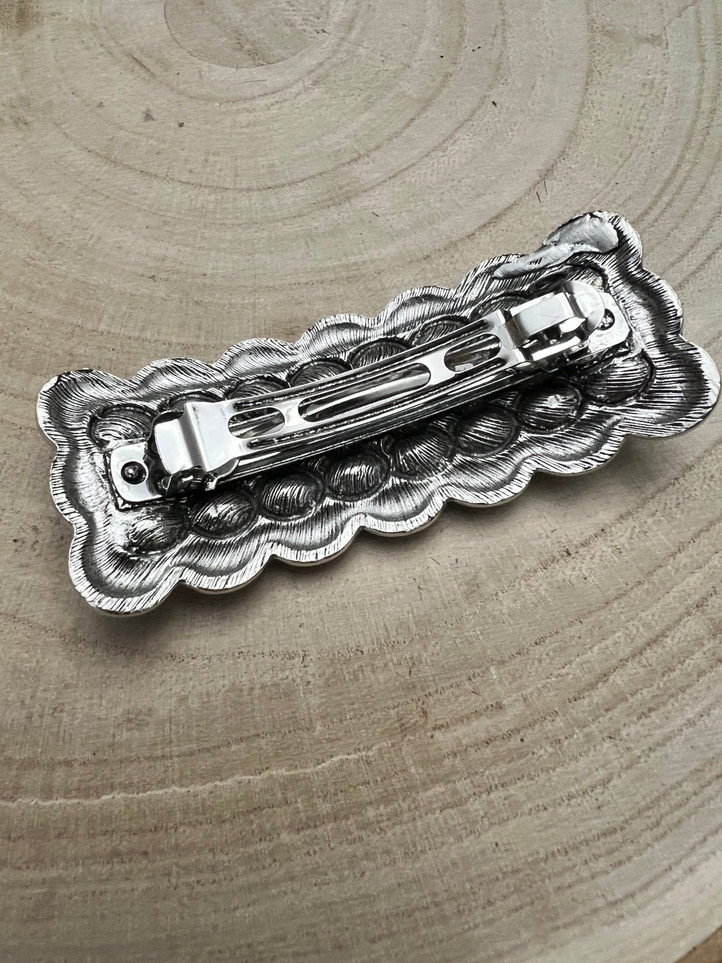 Western Faux Large Turquoise Cluster Metal Hair Barrette — 3" Old West Hair Statement