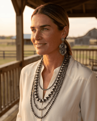 Western Faux White Buffalo Drop Earrings — Authentic Southwestern Statement