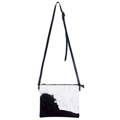 Western Hand-Tooled Genuine Hair-On Leather Crossbody Handbag — Full Grain Cowhide with YKK Zipper