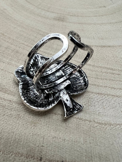 Western Spade Adjustable Cuff Ring with Faux Onyx — Playing Card Hand Statement