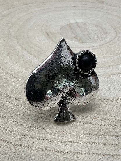Western Spade Adjustable Cuff Ring with Faux Onyx — Playing Card Hand Statement