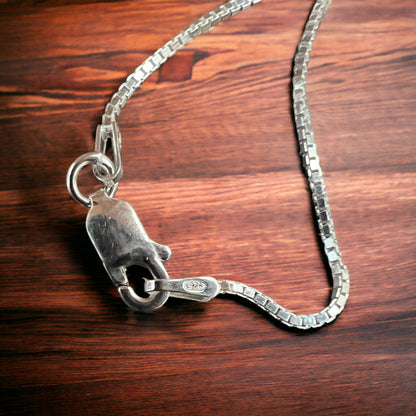 Sterling Silver Whale Festoon Necklace — Complete 18" Sterling Silver Festoon Box Chain Necklace