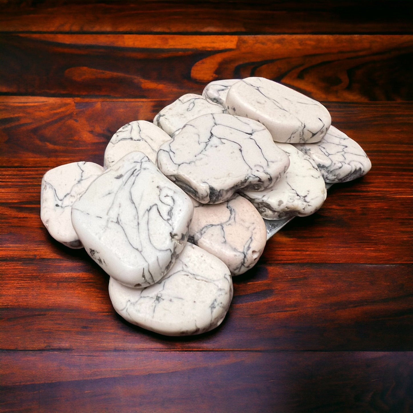 White Turquoise Howlite Slab Belt Buckle — Medium (4-5" long), Snap or Screw Attach