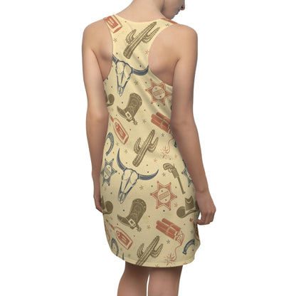 Western Pattern Women's Cut & Sew Racerback Dress