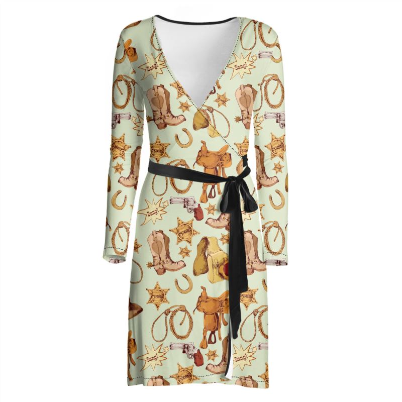 Cowboy Gear Wrap Dress Black