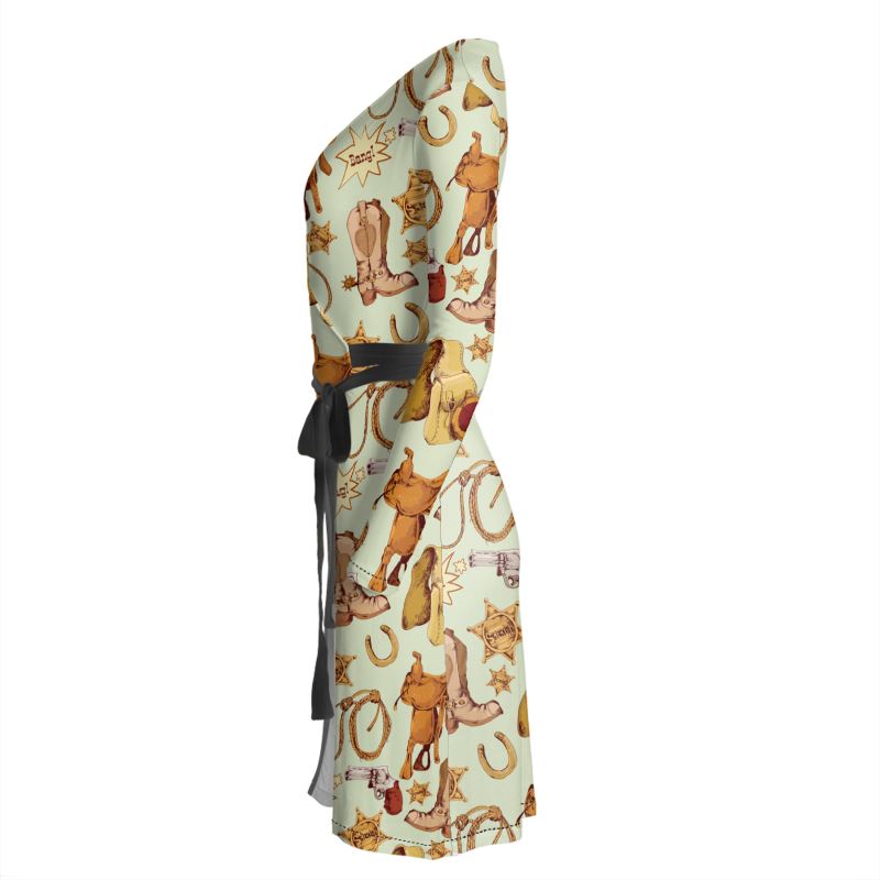 Cowboy Gear Wrap Dress Black