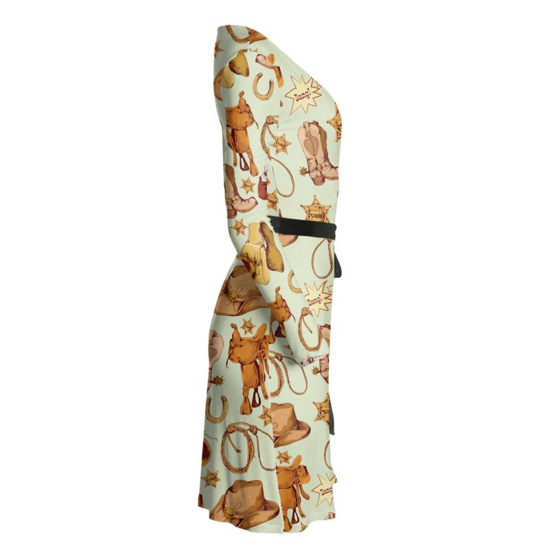 Cowboy Gear Wrap Dress Black