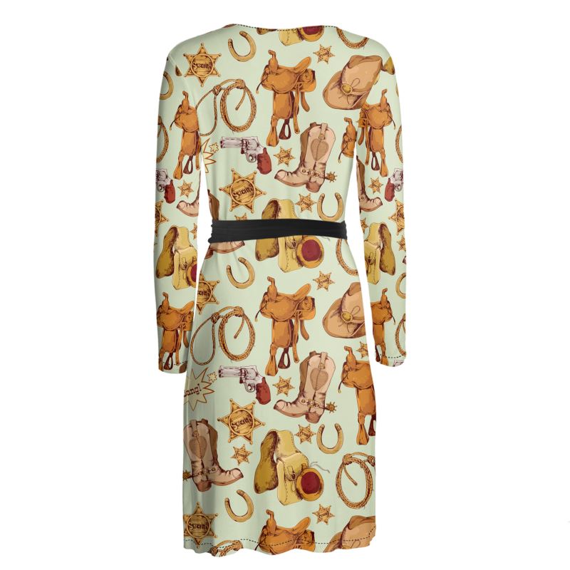 Cowboy Gear Wrap Dress Black