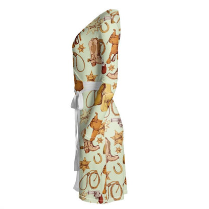 Cowboy Gear Wrap Dress White