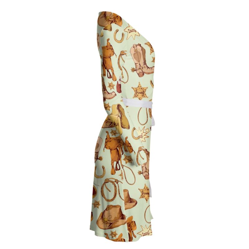 Cowboy Gear Wrap Dress White