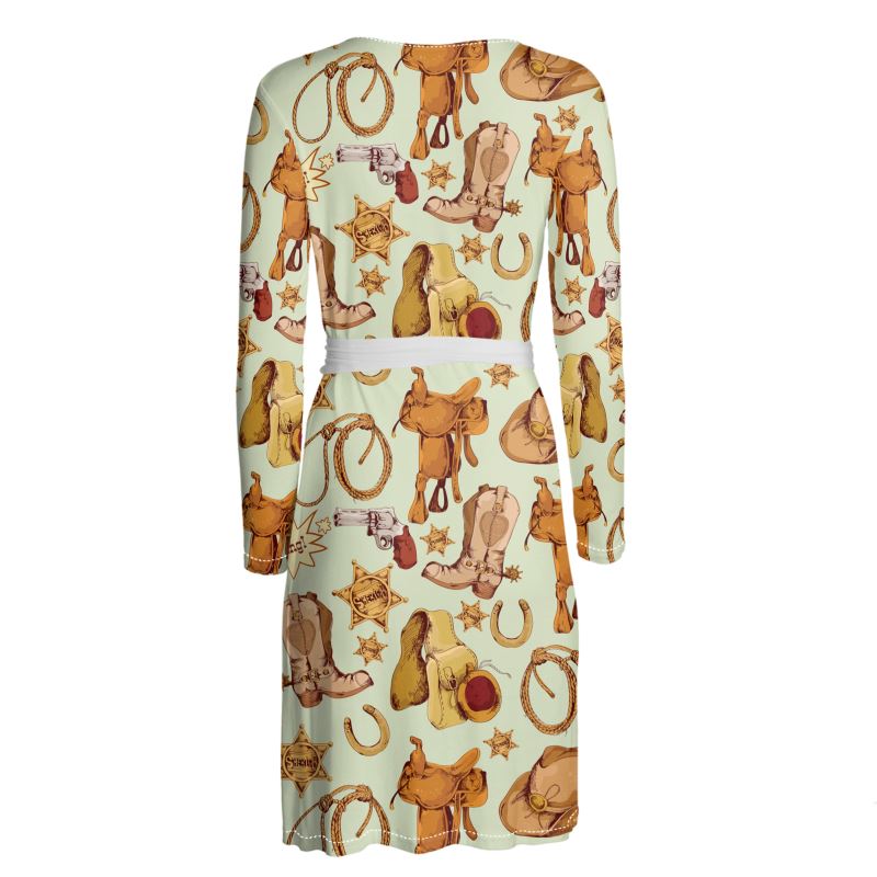 Cowboy Gear Wrap Dress White