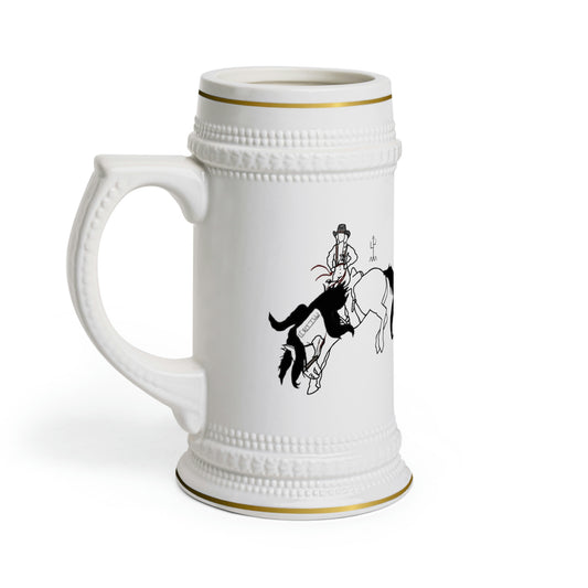 "Salty Mustang Co. Est. 2023 Dublin, Texas" Bucking Mustang with Cowgirl, Beer Stein Mug