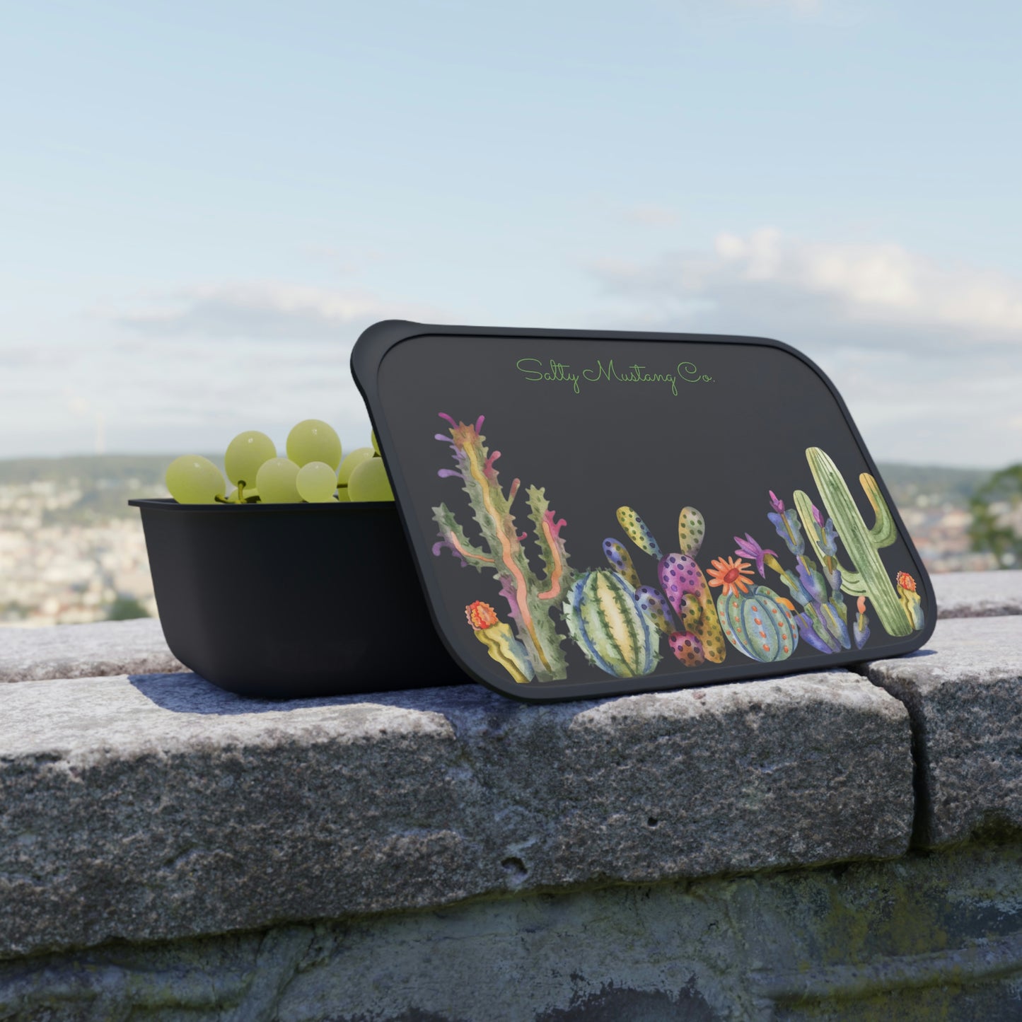 Salty Mustang Co. Cactus PLA Bento Box with Band and Utensils