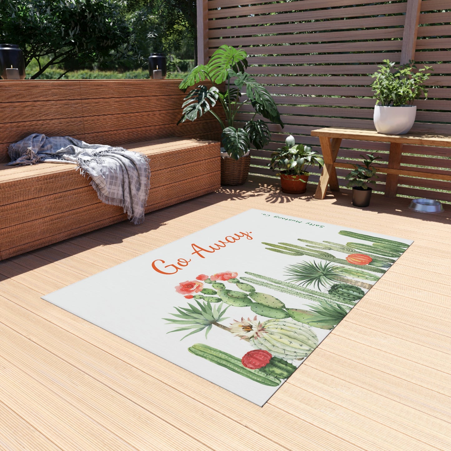 "Go Away" Cactus Outdoor Rug