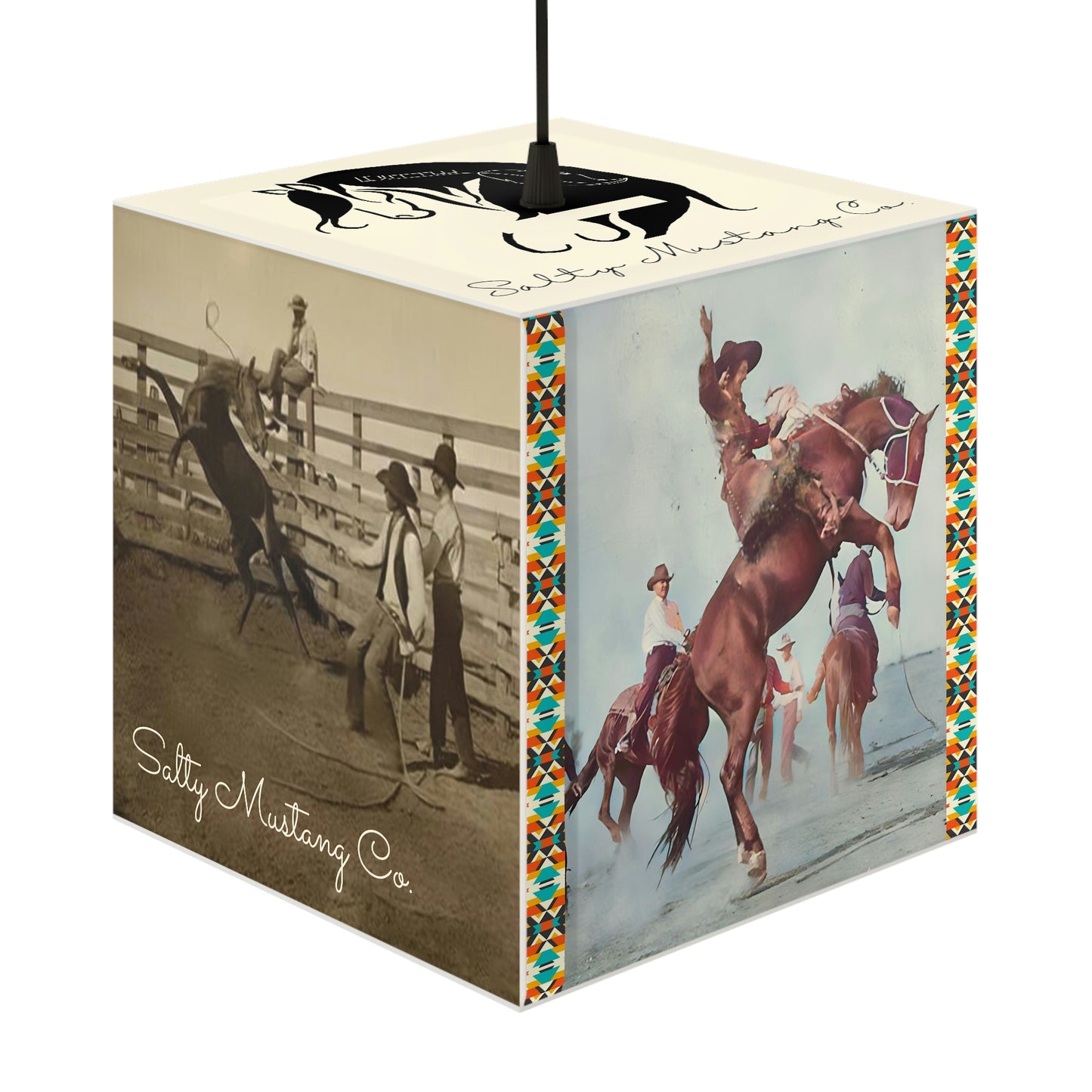 Old West Salty Mustang Co. Light Cube Lamp