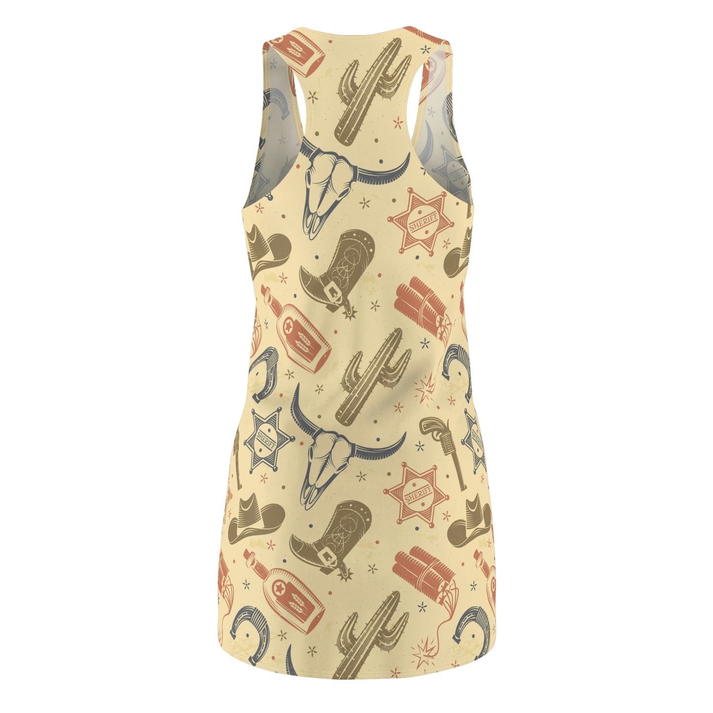 Western Pattern Women's Cut & Sew Racerback Dress