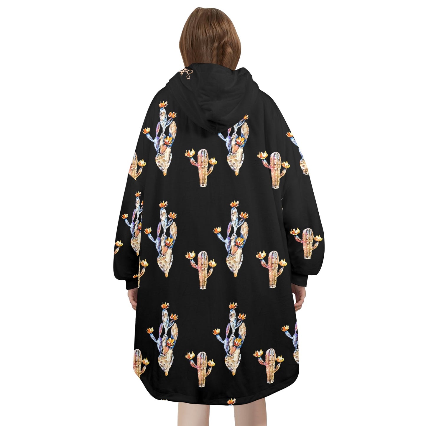 Midnight Cactus Blanket Hoodie