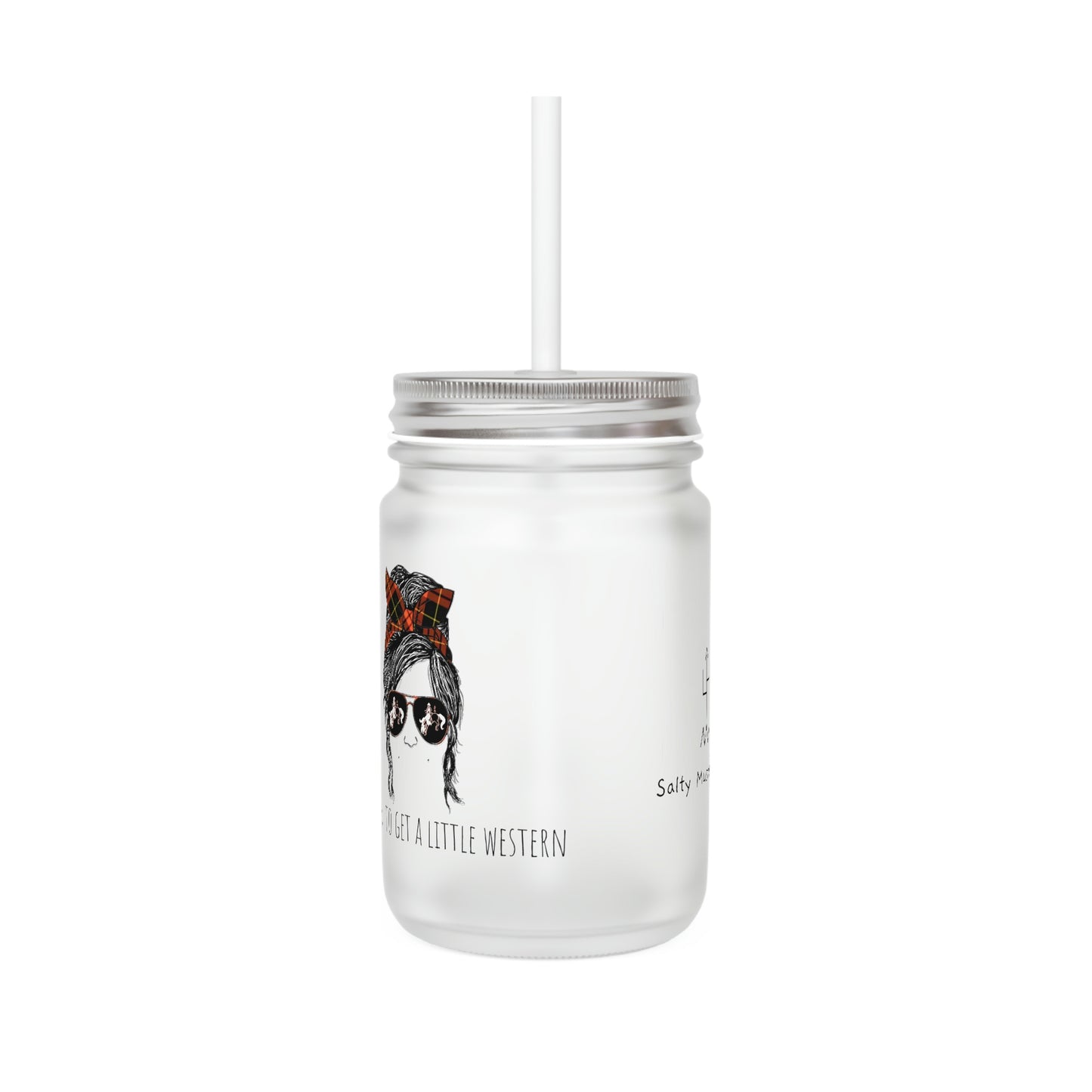 "it's fixin' to get a little western" McQueen Tartan Messy Bun Mason Jar