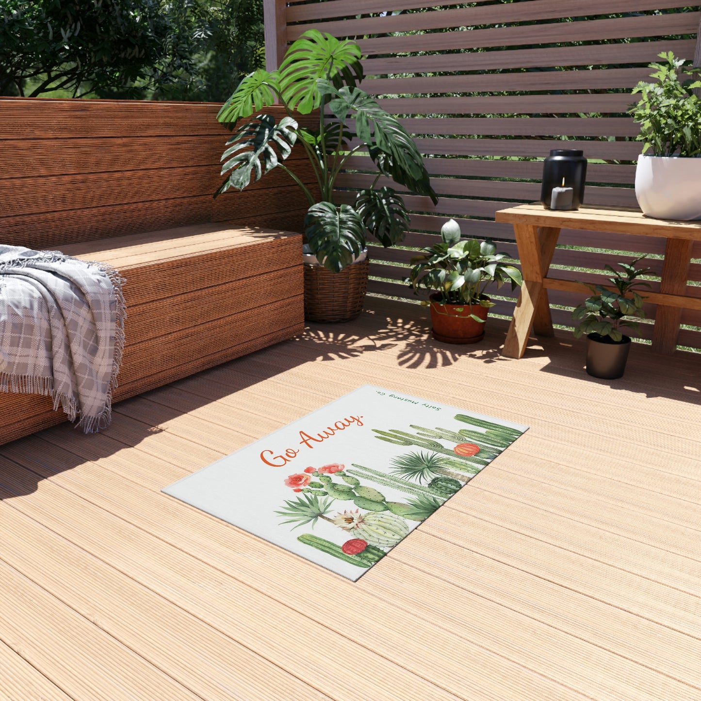 "Go Away" Cactus Outdoor Rug