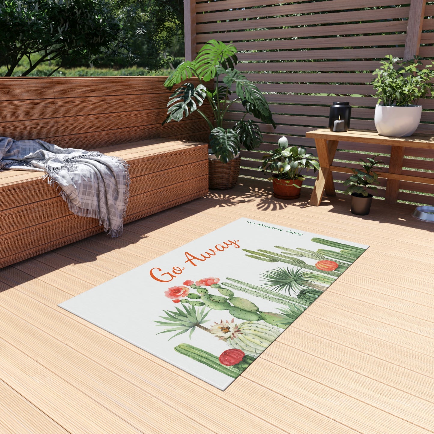 "Go Away" Cactus Outdoor Rug